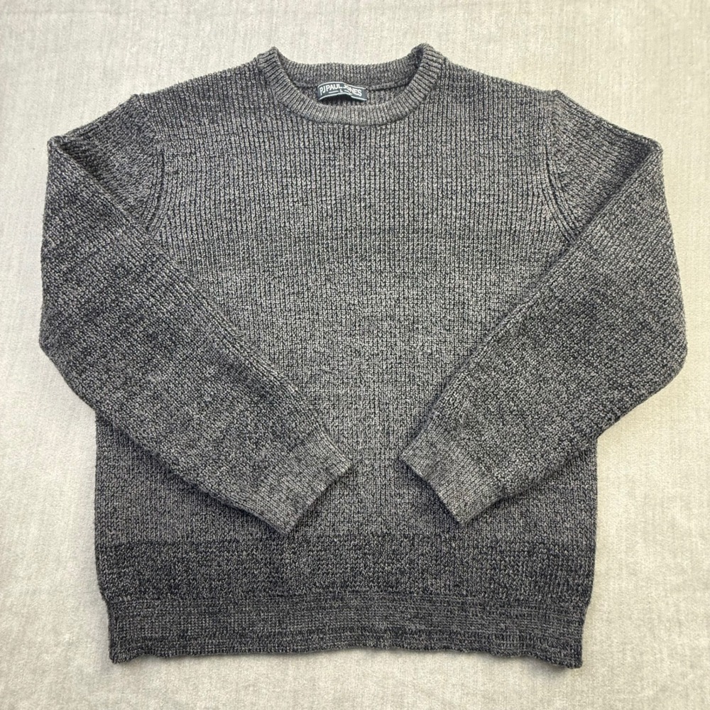 PJ Paul Jones Mens Gray Marl Ribbed Knit Crewneck Sweater Size Large Charcoal